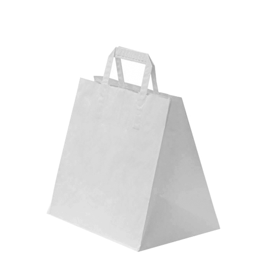 Wide Bottom White Takeaway Bag Small 260 x 175 x 245mm (250)