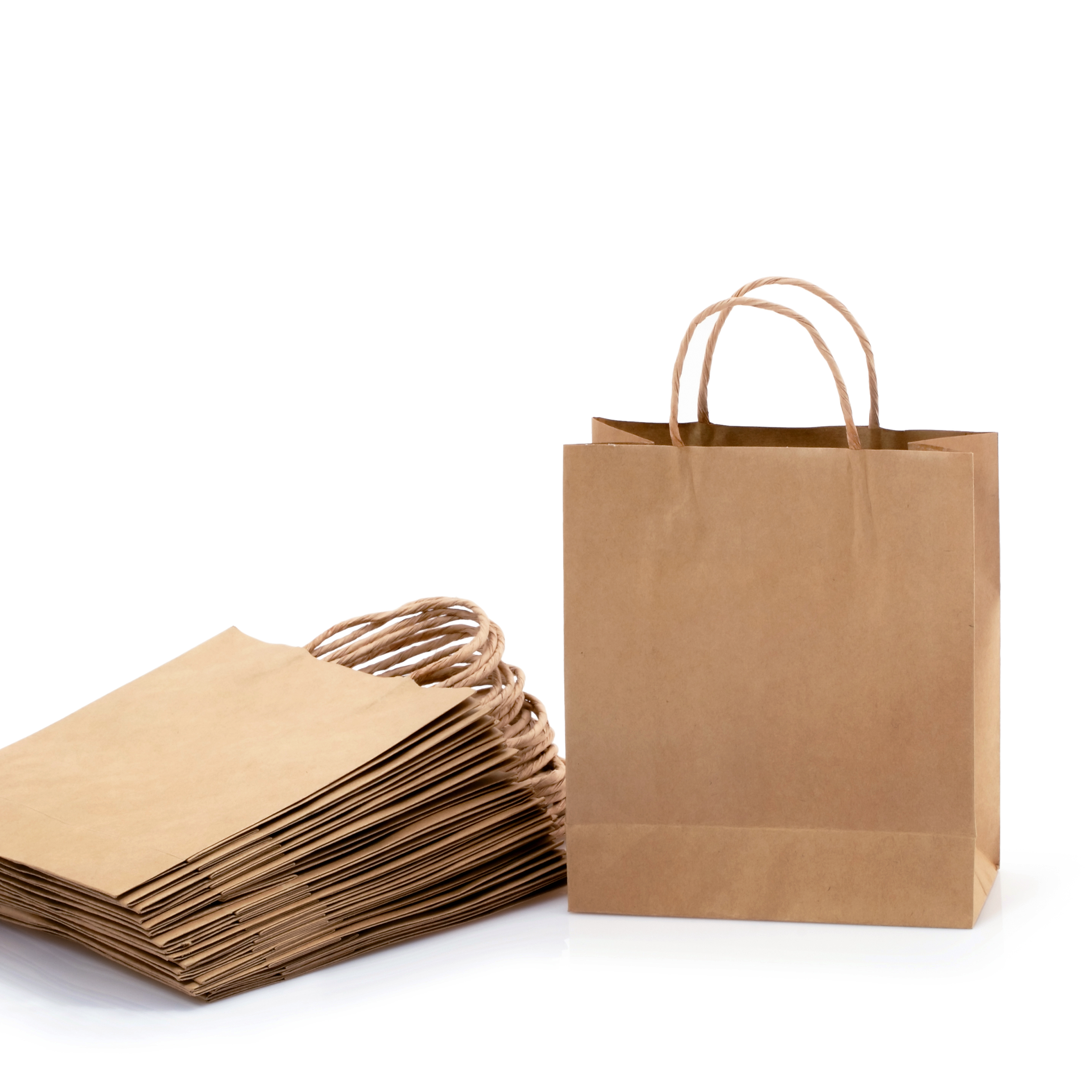 Brown Kraft Paper Bag Twisted Cord Handles 180 x 90 x 220mm