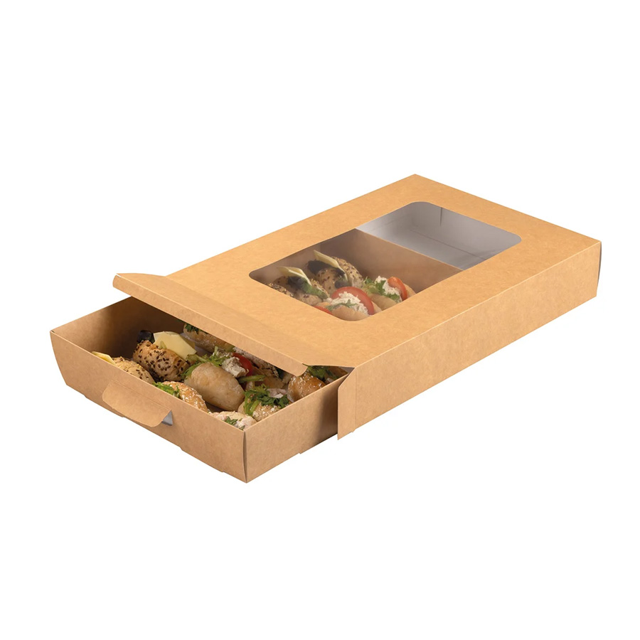 Platter Box Large With Window Kraft 482 x 331 x 82.5 mm (25)