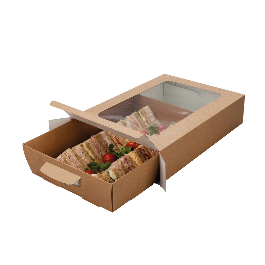 Platter Box With Window Medium Kraft 382 x 260 x 82.5 mm (25)