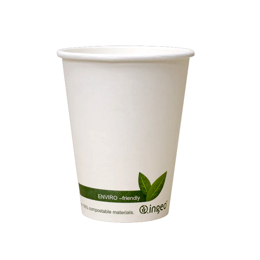 Single Wall Hot Cup White Compostable Ingeo 12oz 340ml 90mm dia (1000)