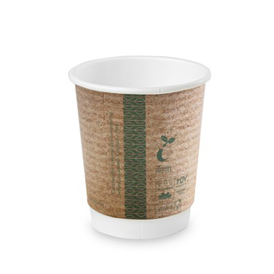 Double Wall Hot Cup Kraft Compostable Vegware 8oz 79mm dia (500)