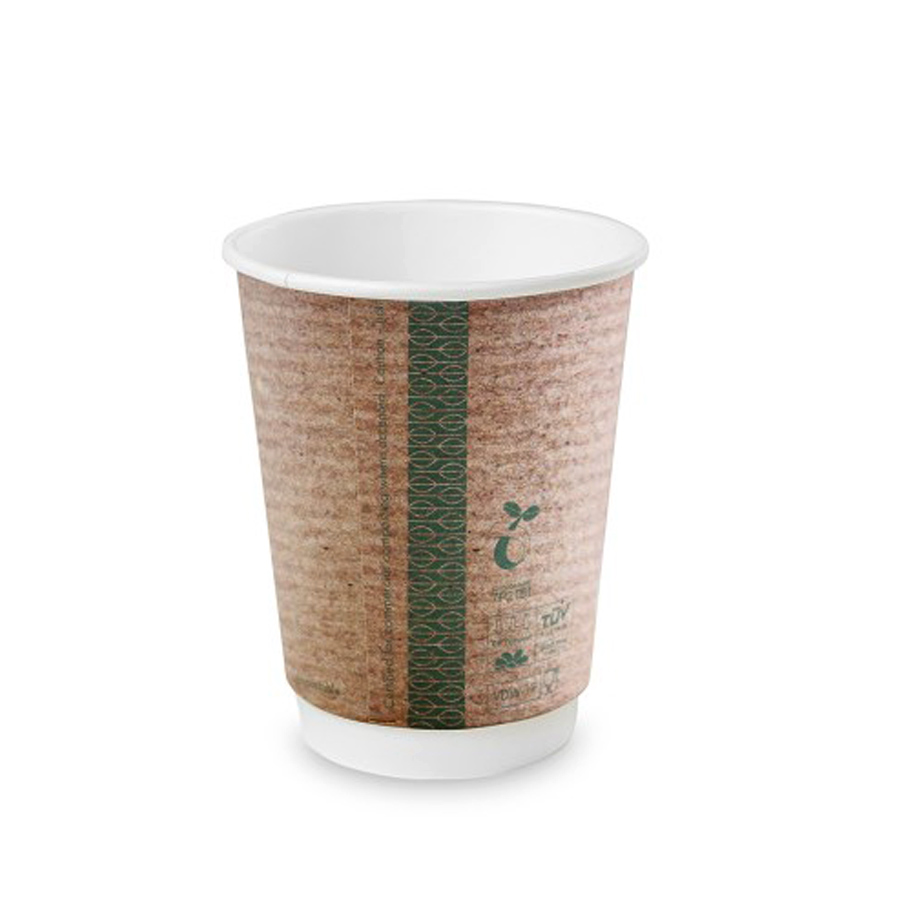 Double Wall Hot Cup Kraft Compostable Vegware 12oz 89mm dia (500)