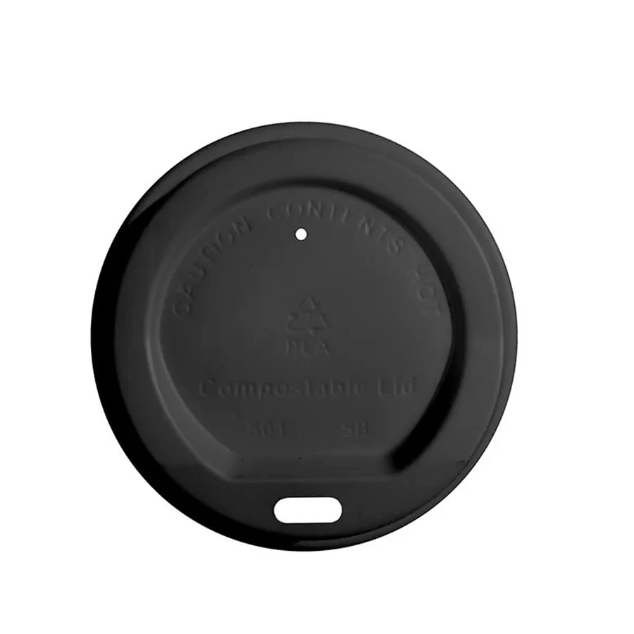 Lid Domed Travel Sip Black Edenware Compostable PLA 10-20oz 90mm Diameter (1000)