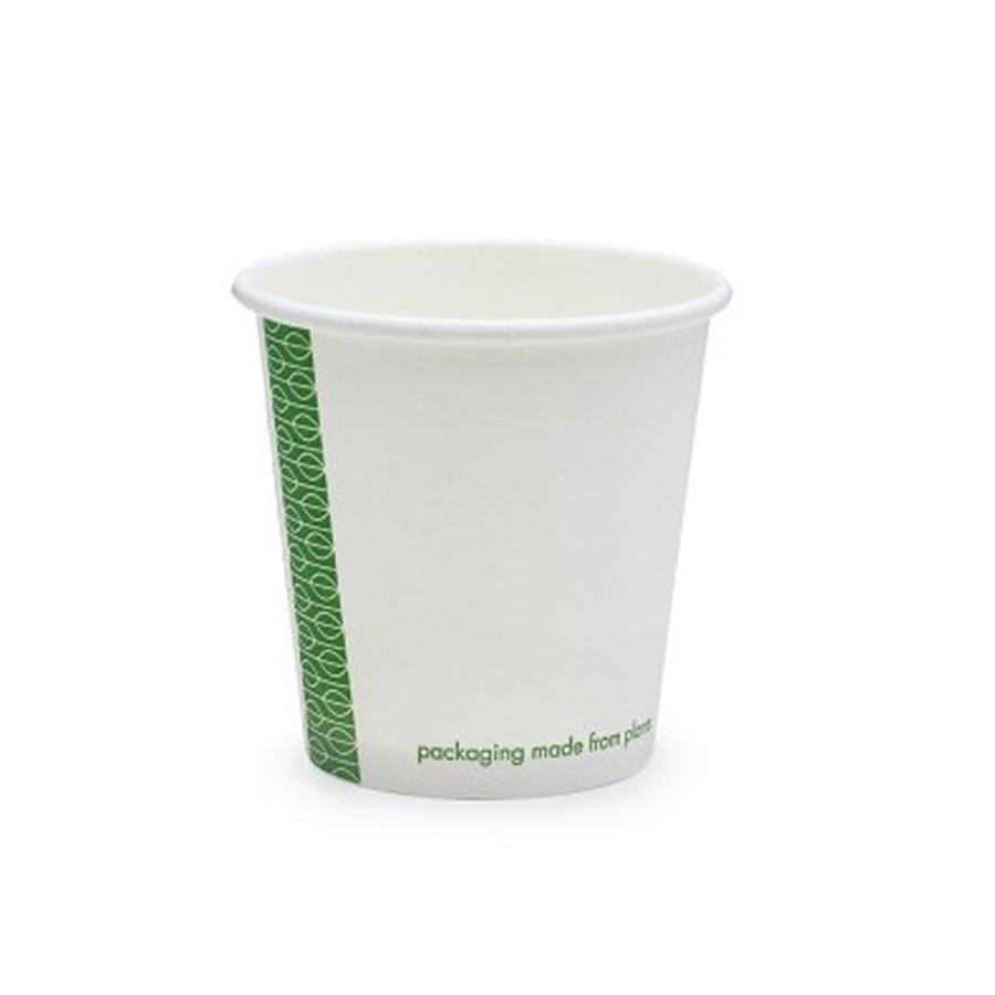 Single Wall Hot Cup White Compostable Vegware 4oz 62mm dia (1000)