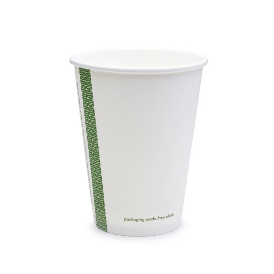 Single Wall Hot Cup White Compostable Vegware 12oz 89mm dia (1000)