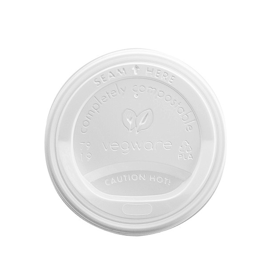 Lid Domed Travel Sip White Vegware CPLA 8oz 79mm dia (2000)