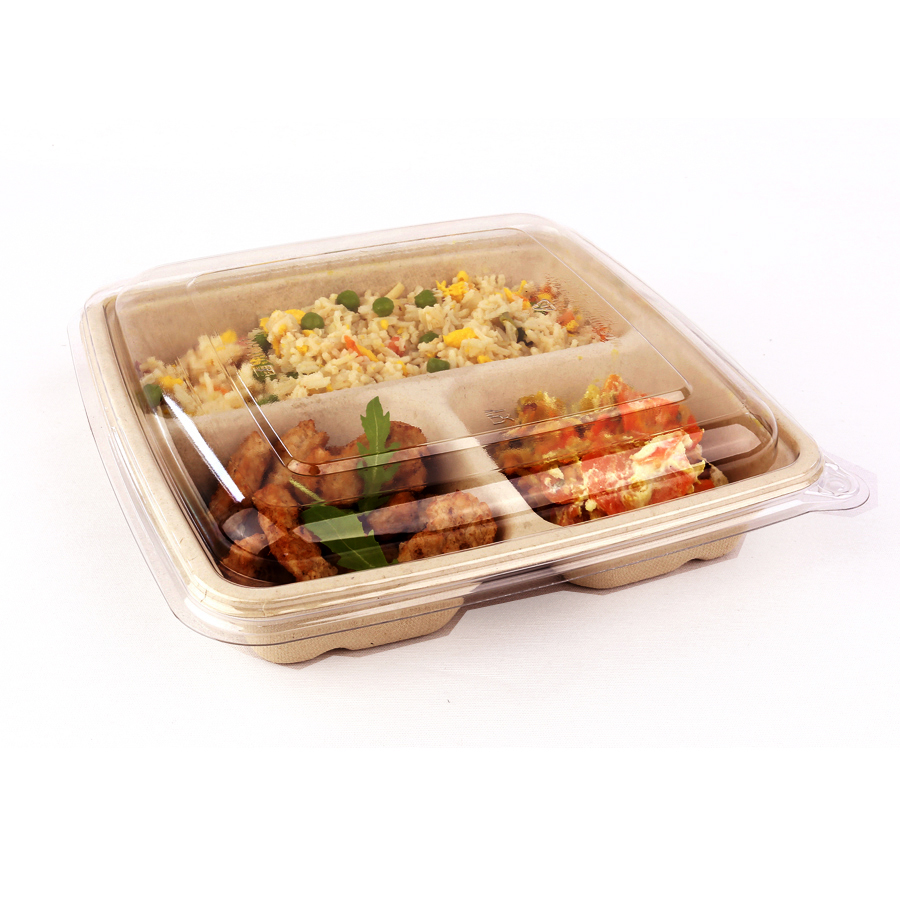 Bagasse Bepulp Square Tray Lid 200-500ml 23 x 23 x 4cm (300)