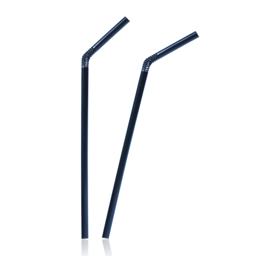 Straws Black Flexible 200 x 6mm (250)