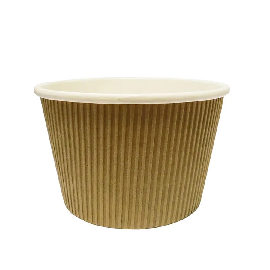 Ripple Pot Kraft Brown Squat Triple Wall 16oz (500)