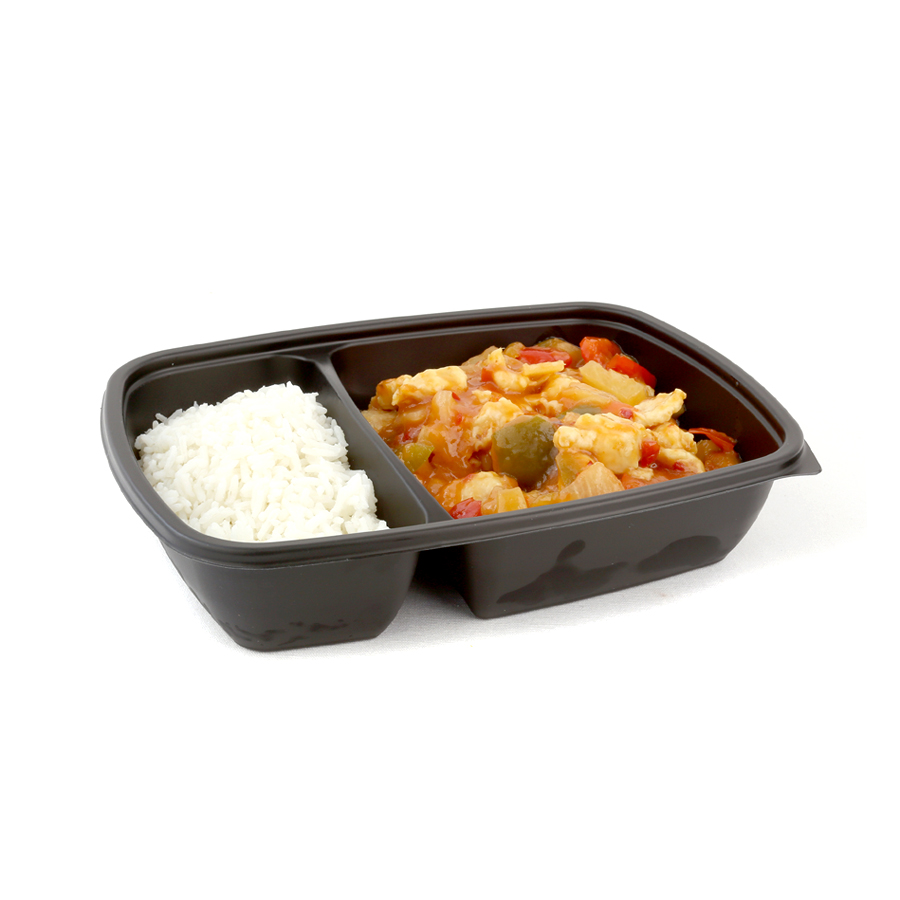 Fastpac Rectangular Container 2 Comp Black 300ml 600ml 23 x 17 x 5cm (300)