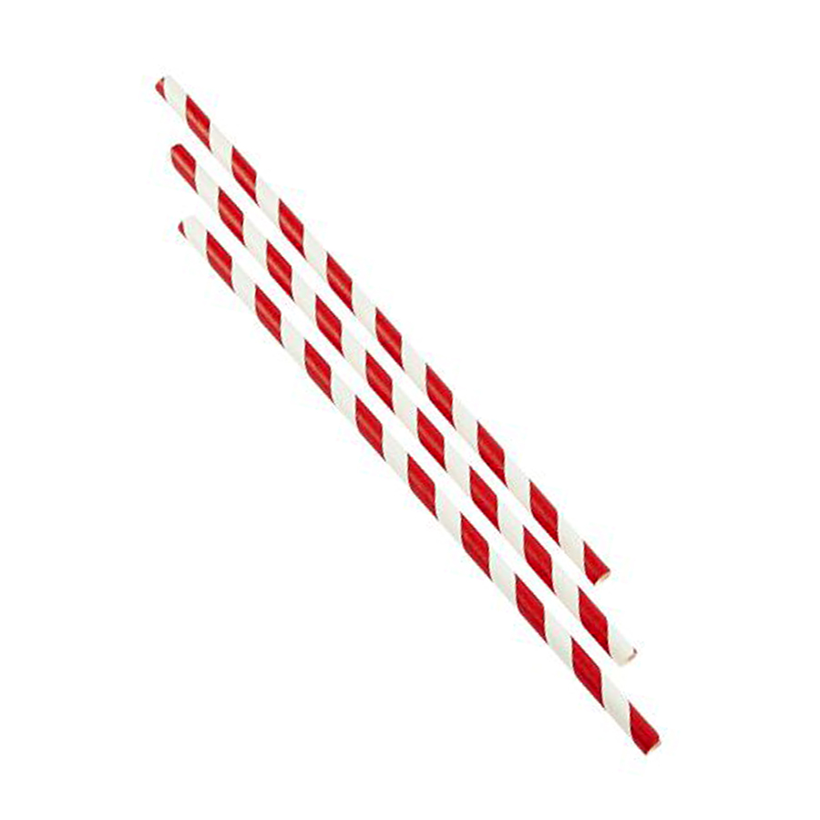 Straws Red & White 198mm x 6mm (250)