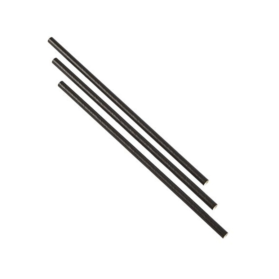 Straws Paper Black 8" x 6mm (250)