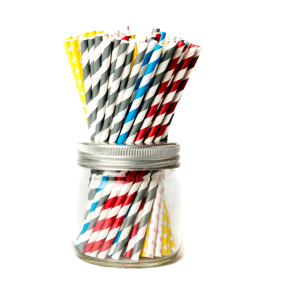 Straws Paper Multi Coloured 200 x 6mm (250)