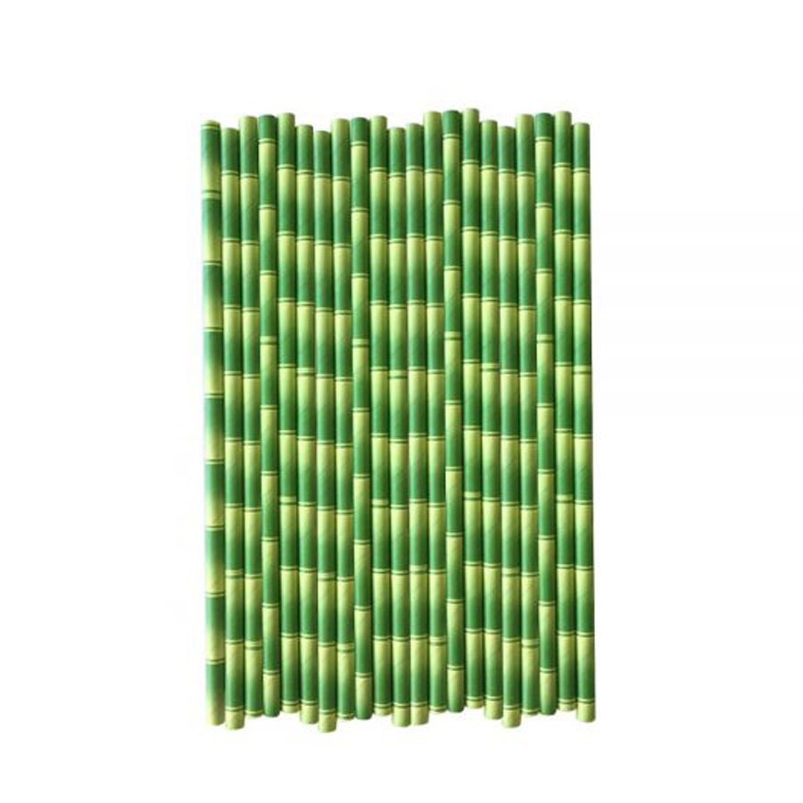 Straws Paper Bamboo Print 200 x 6mm (250)