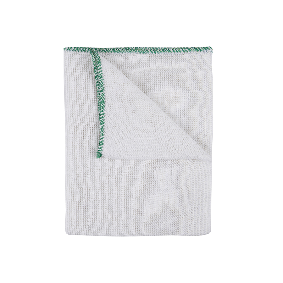 Dishcloth Bleached Heavyweight Green Trim 45 x 38cm (10)