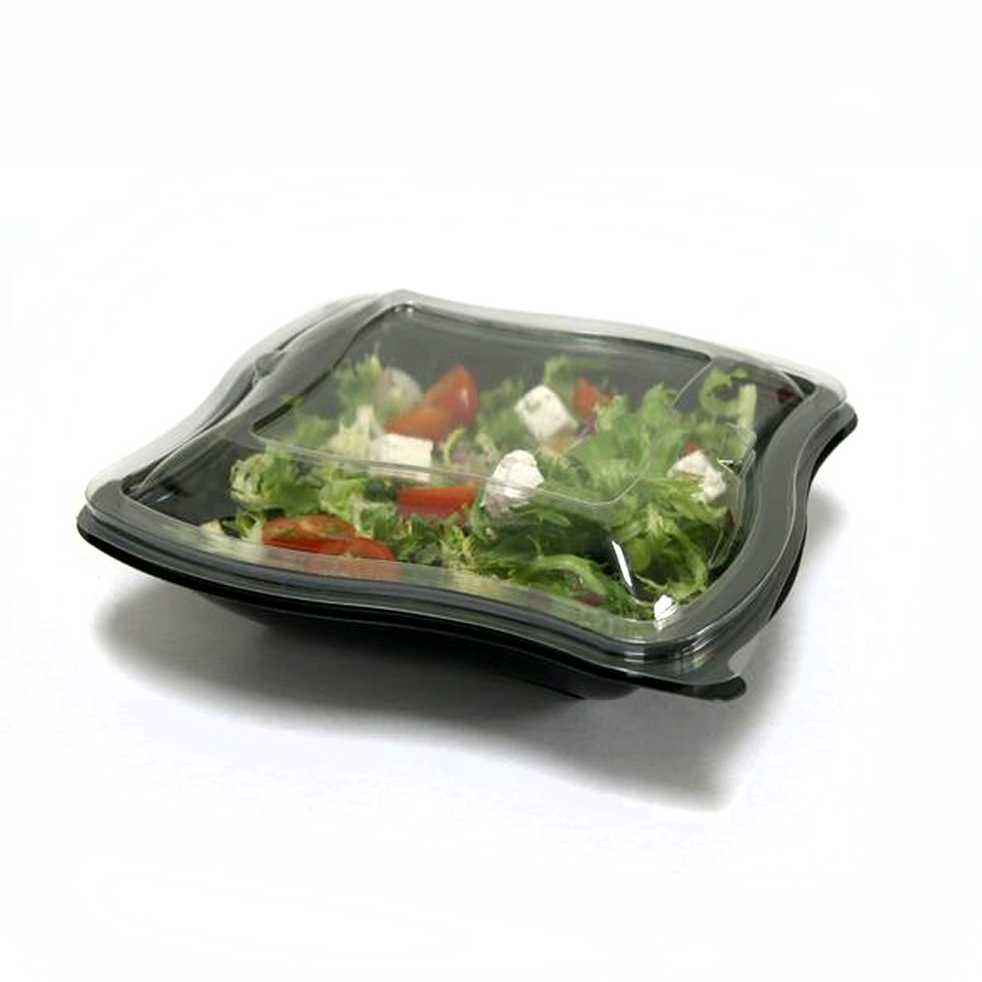 Salad Bowl Base Wavy Black 1000cc 196 x 196 x 60mm (400)