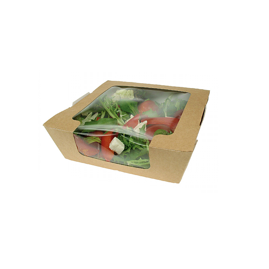 Salad Box Kraft With Window Large 190 x 140 x 40mm (360)