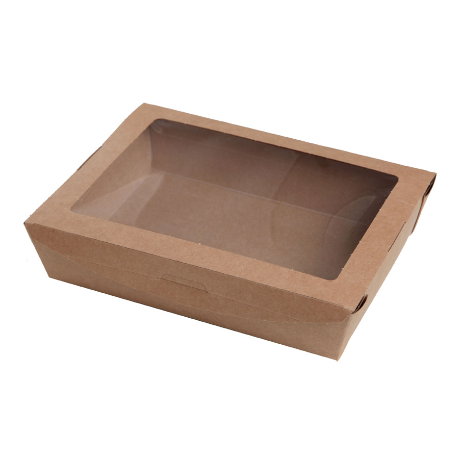 Salad Box Kraft With Window Large 180 x 135 x 45mm (300)