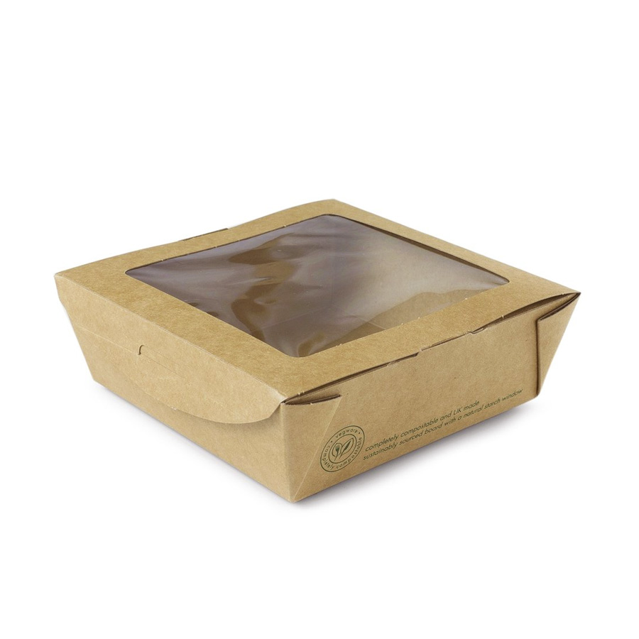 Salad Box Kraft With Window Medium 140 x 140 x 45mm (360)